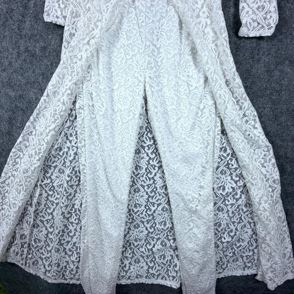 Venus Jumpsuit Dress Womens Large White Lace Bridal Festival Duster Skirt Boho - Picture 2 of 7